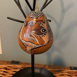 Lucuma Designs Handmade Hand Carved in Peru Dog Gourd Ornament New